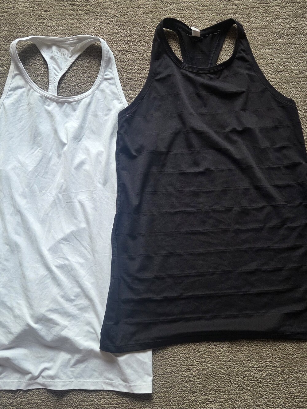 Athleta Black and White Racerback Tank Tops
